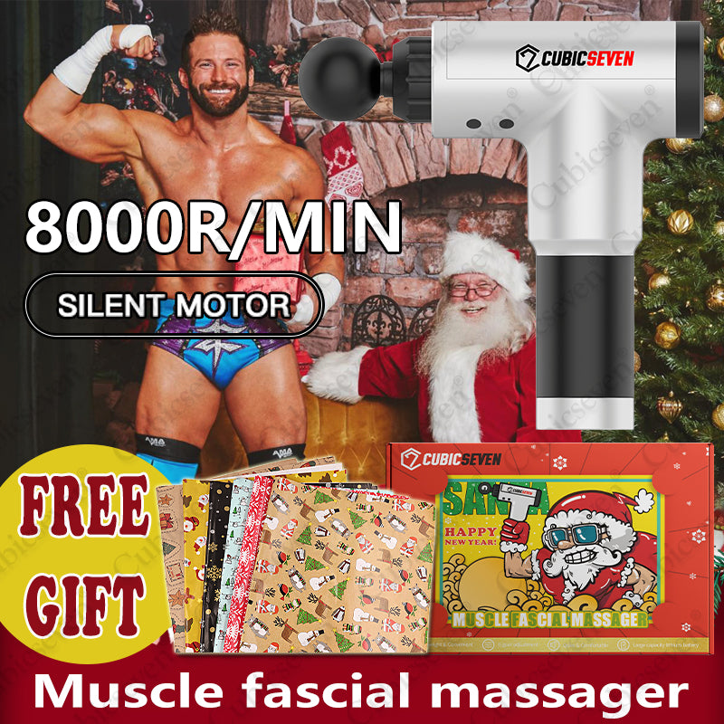 Christmas Gift Holiday Gift Cubicseven® Newest 6 Levels Adjustable 8000R/MIN Santa Claus Handheld Massage Gun, Ultra-Quiet Powerful Cordless Deep Tissue Muscle Massager，The Best Christmas Gift for Family and Friends